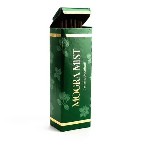 Green flip-top incense box with gold foil and spot UV